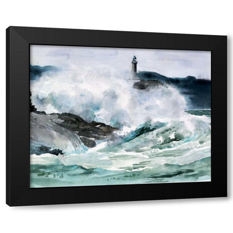 Lighthouse Waves II Black Modern Wood Framed Art Print by Parker, Jennifer Paxton