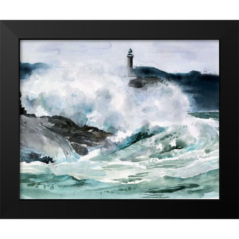 Lighthouse Waves II Black Modern Wood Framed Art Print by Parker, Jennifer Paxton