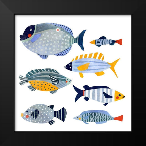 Patterned Fish I Black Modern Wood Framed Art Print by Barnes, Victoria