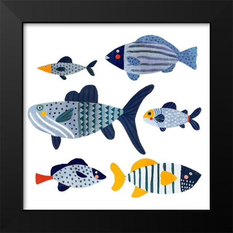 Patterned Fish II Black Modern Wood Framed Art Print by Barnes, Victoria