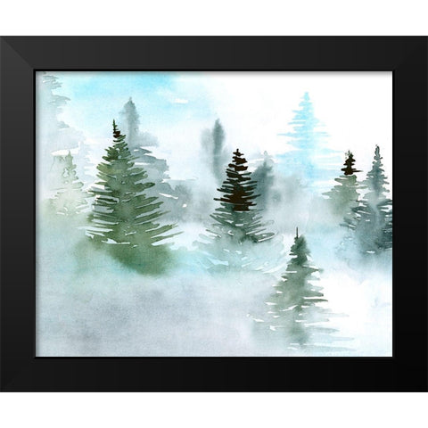 Foggy Evergreens II Black Modern Wood Framed Art Print by Parker, Jennifer Paxton