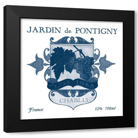 Indigo Wine Labels I Black Modern Wood Framed Art Print with Double Matting by Vess, June Erica