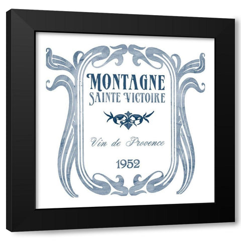 Indigo Wine Labels V Black Modern Wood Framed Art Print with Double Matting by Vess, June Erica