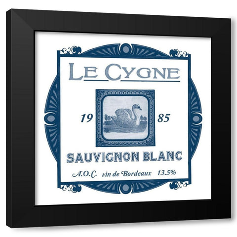 Indigo Wine Labels VIII Black Modern Wood Framed Art Print with Double Matting by Vess, June Erica