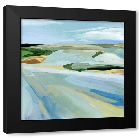 Sky Blue Fields II Black Modern Wood Framed Art Print with Double Matting by Warren, Annie
