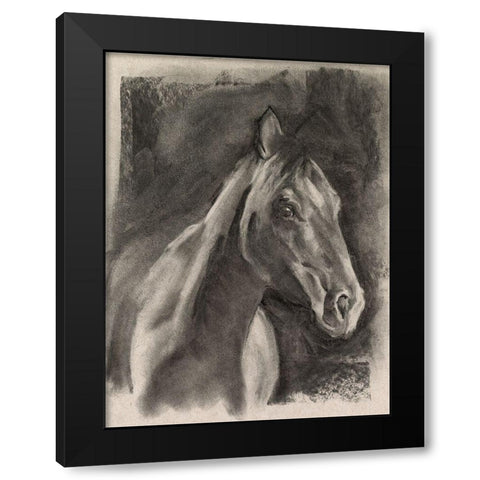 Charcoal Horse Study on Grey I Black Modern Wood Framed Art Print by Parker, Jennifer Paxton
