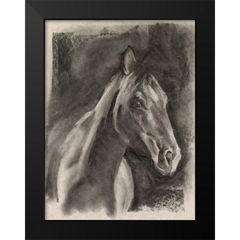 Charcoal Horse Study on Grey I Black Modern Wood Framed Art Print by Parker, Jennifer Paxton