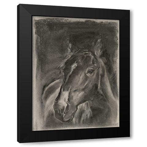 Charcoal Horse Study on Grey II Black Modern Wood Framed Art Print by Parker, Jennifer Paxton