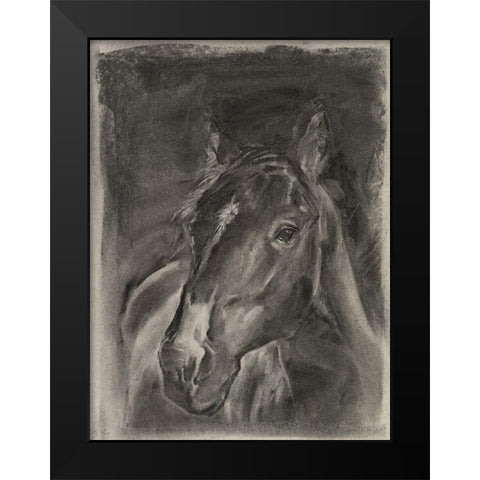 Charcoal Horse Study on Grey II Black Modern Wood Framed Art Print by Parker, Jennifer Paxton