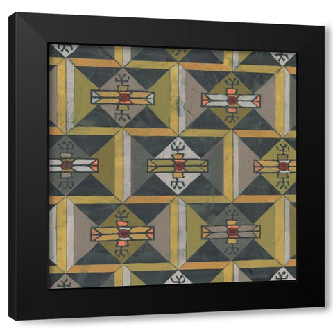Ochre Tapestry I Black Modern Wood Framed Art Print with Double Matting by Vess, June Erica