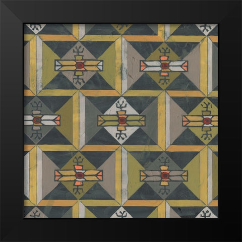 Ochre Tapestry I Black Modern Wood Framed Art Print by Vess, June Erica