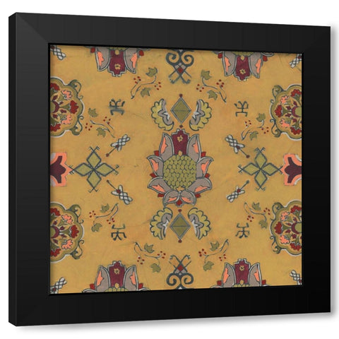 Ochre Tapestry II Black Modern Wood Framed Art Print by Vess, June Erica