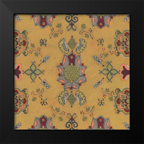 Ochre Tapestry II Black Modern Wood Framed Art Print by Vess, June Erica