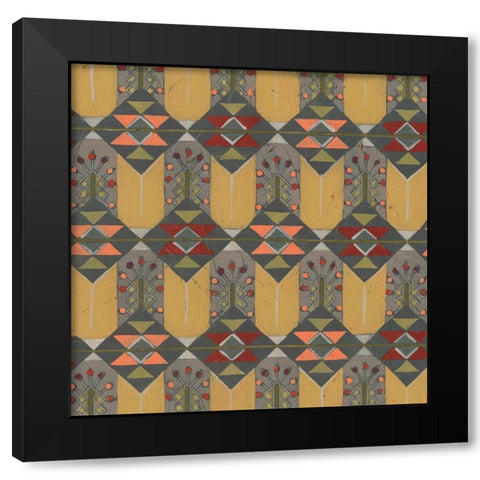 Ochre Tapestry III Black Modern Wood Framed Art Print with Double Matting by Vess, June Erica
