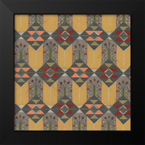 Ochre Tapestry III Black Modern Wood Framed Art Print by Vess, June Erica