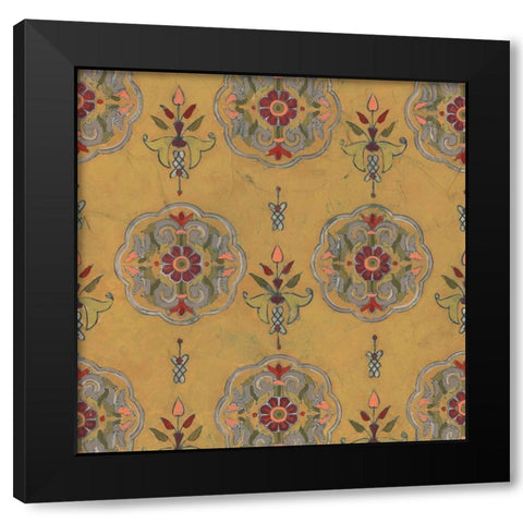 Ochre Tapestry VI Black Modern Wood Framed Art Print with Double Matting by Vess, June Erica