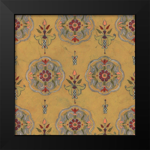 Ochre Tapestry VI Black Modern Wood Framed Art Print by Vess, June Erica