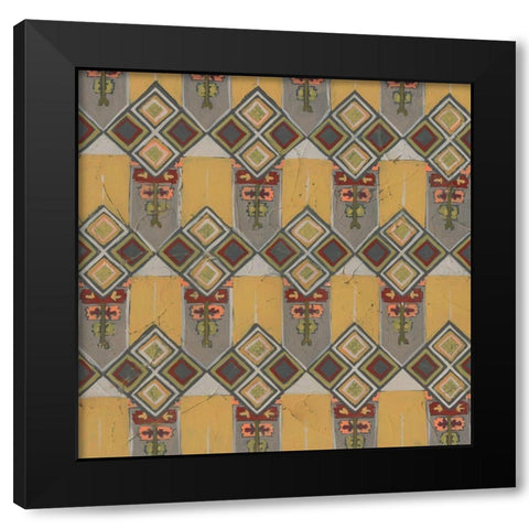 Ochre Tapestry VII Black Modern Wood Framed Art Print with Double Matting by Vess, June Erica