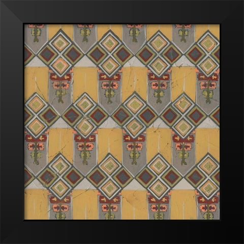 Ochre Tapestry VII Black Modern Wood Framed Art Print by Vess, June Erica