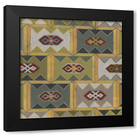 Ochre Tapestry IX Black Modern Wood Framed Art Print by Vess, June Erica