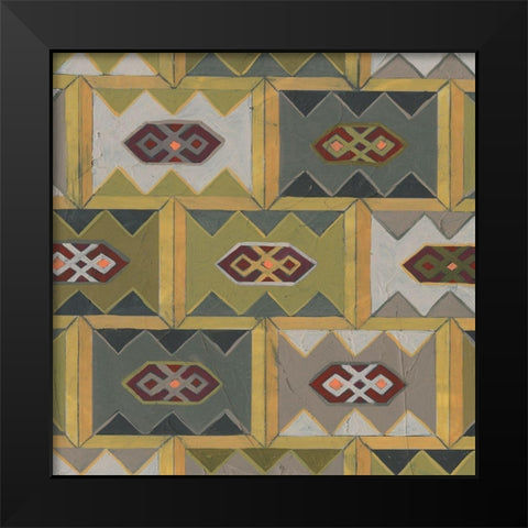 Ochre Tapestry IX Black Modern Wood Framed Art Print by Vess, June Erica