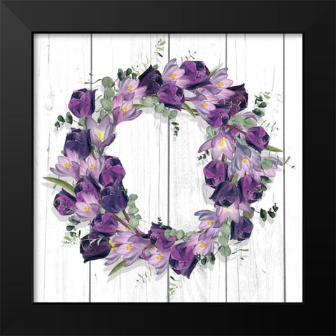Purple Tulip Wreath I Black Modern Wood Framed Art Print by Parker, Jennifer Paxton