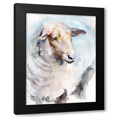 Watercolor Sheep I Black Modern Wood Framed Art Print by Parker, Jennifer Paxton