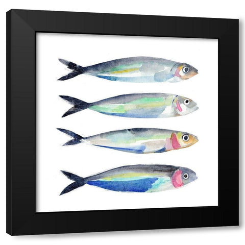 Sardine Team II Black Modern Wood Framed Art Print with Double Matting by Warren, Annie