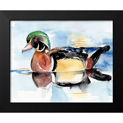 Watercolor Woodduck I Black Modern Wood Framed Art Print by Parker, Jennifer Paxton