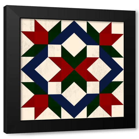 Christmas Barn Quilt I Black Modern Wood Framed Art Print by Barnes, Victoria
