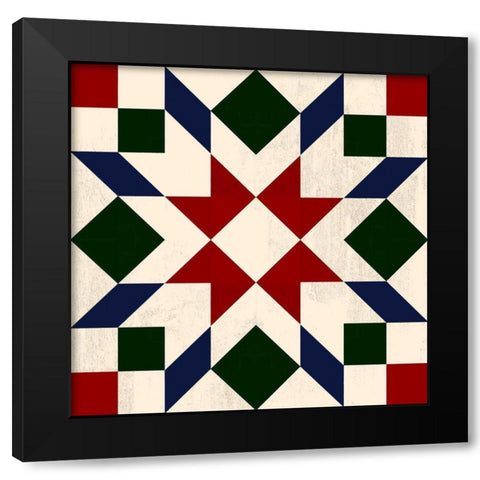 Christmas Barn Quilt II Black Modern Wood Framed Art Print by Barnes, Victoria