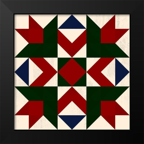 Christmas Barn Quilt III Black Modern Wood Framed Art Print by Barnes, Victoria