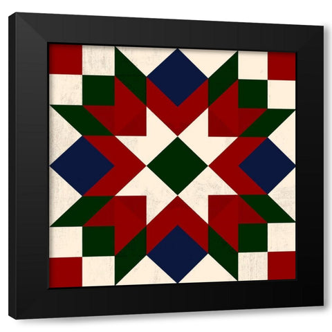 Christmas Barn Quilt IV Black Modern Wood Framed Art Print by Barnes, Victoria