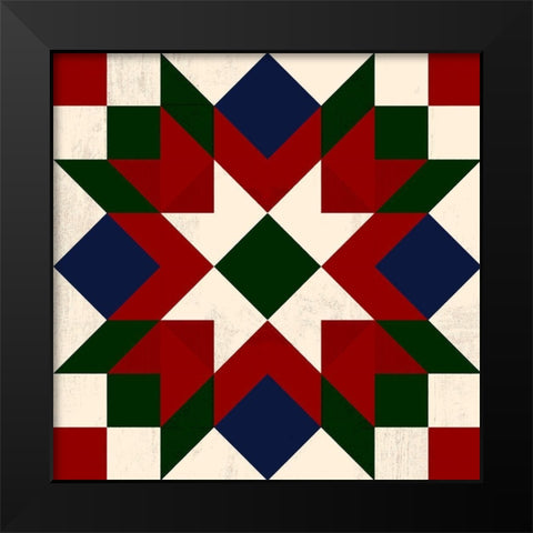 Christmas Barn Quilt IV Black Modern Wood Framed Art Print by Barnes, Victoria
