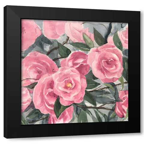 Watercolor Roses II Black Modern Wood Framed Art Print with Double Matting by Warren, Annie