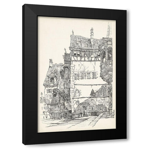 Vintage Italian Village I Black Modern Wood Framed Art Print with Double Matting by Foust, Richard