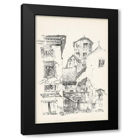 Vintage Italian Village II Black Modern Wood Framed Art Print with Double Matting by Foust, Richard