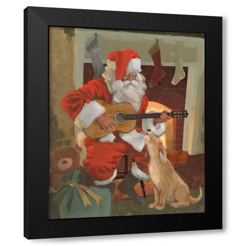 Santa Serenade Black Modern Wood Framed Art Print by Green, Jacob