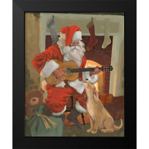 Santa Serenade Black Modern Wood Framed Art Print by Green, Jacob