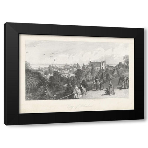 City of Cleveland Black Modern Wood Framed Art Print with Double Matting by Bryant, William Cullen