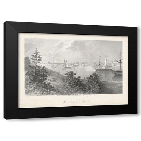 City of Detroit Black Modern Wood Framed Art Print with Double Matting by Bryant, William Cullen