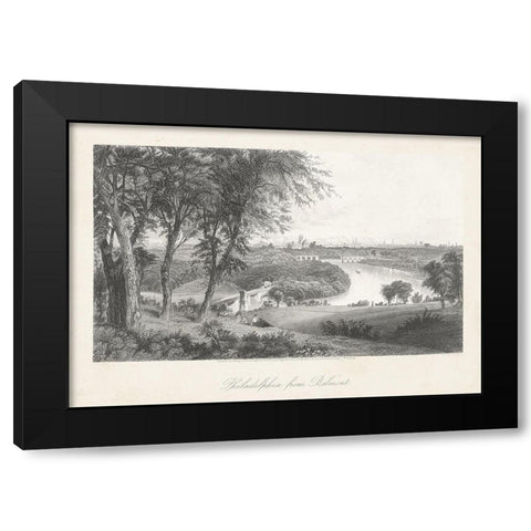 Philadelphia From Belmont Black Modern Wood Framed Art Print with Double Matting by Bryant, William Cullen
