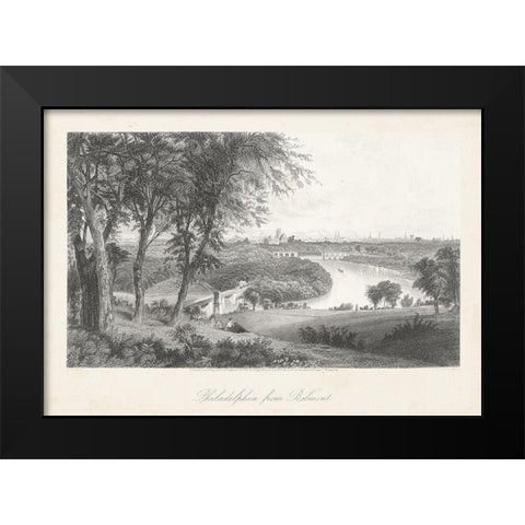 Philadelphia From Belmont Black Modern Wood Framed Art Print by Bryant, William Cullen