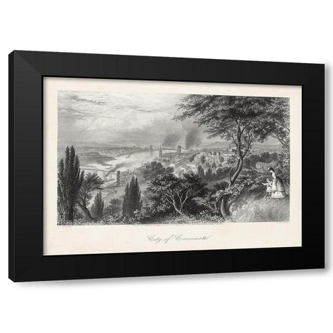 City of Cincinnati Black Modern Wood Framed Art Print with Double Matting by Bryant, William Cullen