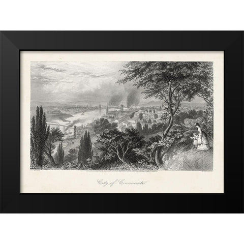 City of Cincinnati Black Modern Wood Framed Art Print by Bryant, William Cullen