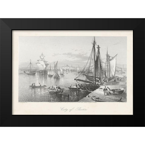 City of Boston Black Modern Wood Framed Art Print by Bryant, William Cullen