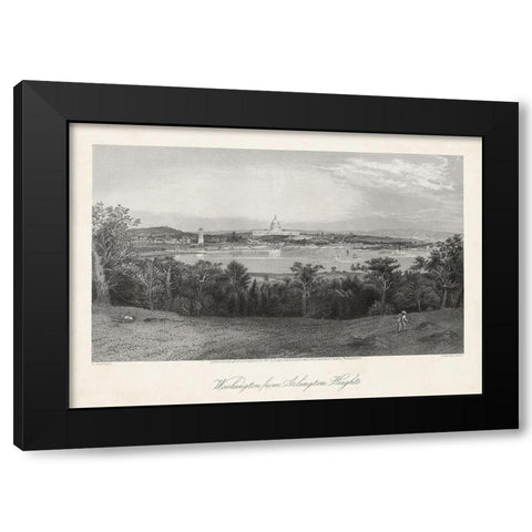 Washington from Arlington Heights Black Modern Wood Framed Art Print with Double Matting by Bryant, William Cullen