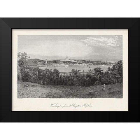 Washington from Arlington Heights Black Modern Wood Framed Art Print by Bryant, William Cullen