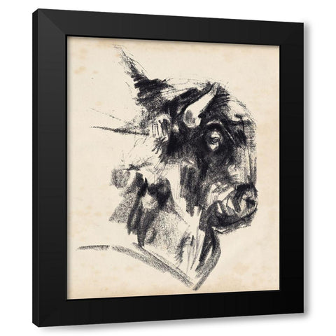 Bison Head Gesture I Black Modern Wood Framed Art Print by Parker, Jennifer Paxton