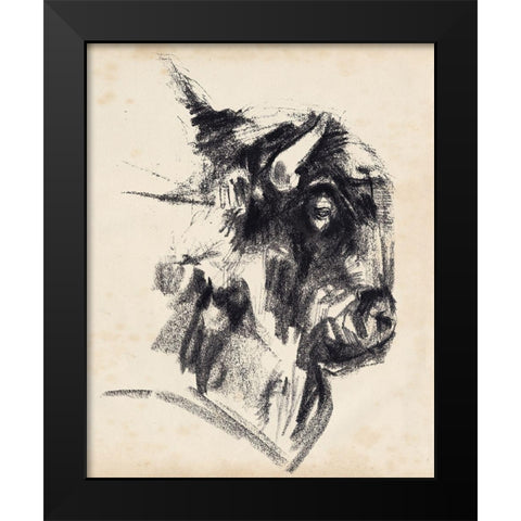 Bison Head Gesture I Black Modern Wood Framed Art Print by Parker, Jennifer Paxton